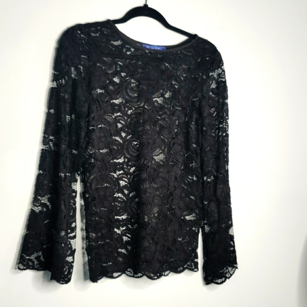 Black Lace Bell sleeve top